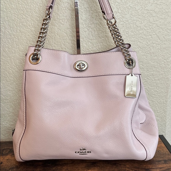 Coach 36855 Edie Turnlock pebble leather light pink shoulder bag - Picture 2 of 16